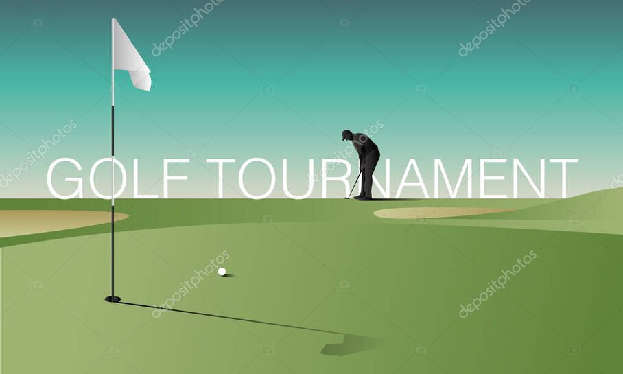 Affiche de compétition de golf et supports associés